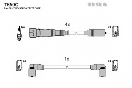 Комплект проводов зажигания TESLA T650C