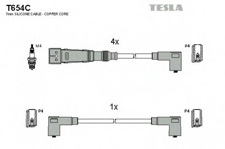 Комплект проводов зажигания TESLA T654C (фото 1)