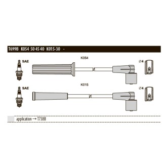 Кабель запалювання к-кт Аналог TES T738B Daewoo,Chevrolet 97- 1,4 TESLA T699B