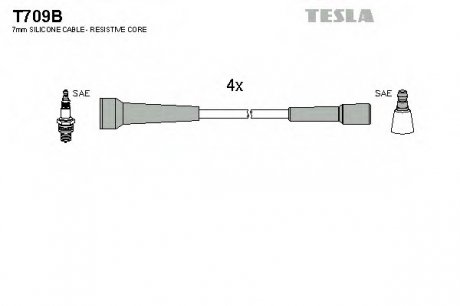Комплект проводов зажигания TESLA T709B (фото 1)