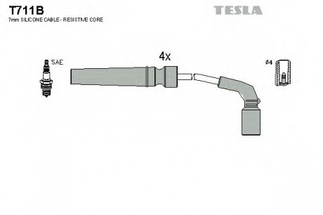 Комплект проводов зажигания TESLA T711B (фото 1)