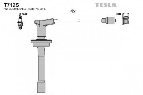 Комплект проводов зажигания TESLA T712S (фото 1)