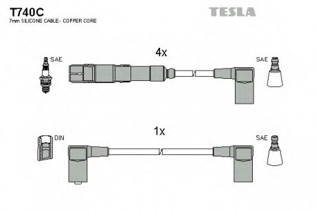 Комплект проводов зажигания TESLA T740C (фото 1)