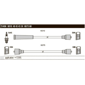 Комплект проводов зажигания TESLA T340H