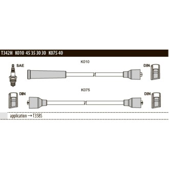 Комплект проводов зажигания TESLA T342H