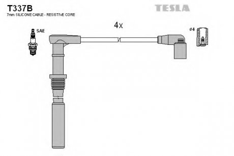 Комплект кабелiв запалювання TESLA T337B