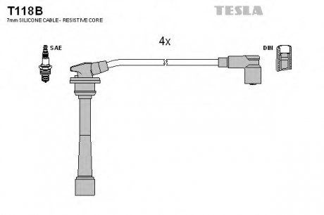 Комплект проводов зажигания TESLA T118B