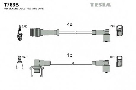 Комплект проводов зажигания TESLA T786B (фото 1)