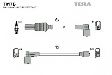 Комплект проводов зажигания TESLA T817B
