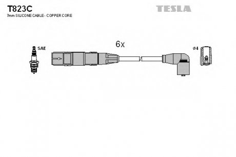 Комплект проводов зажигания TESLA T823C