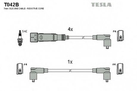 Комплект проводов зажигания TESLA T042B (фото 1)