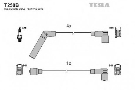 Комплект проводов зажигания TESLA T250B