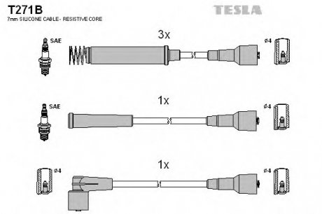 Комплект проводов зажигания TESLA T271B (фото 1)