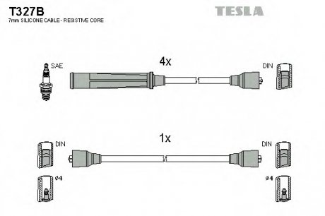 Комплект проводов зажигания TESLA T327B (фото 1)
