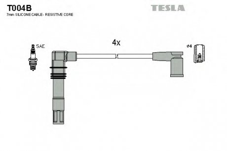 Комплект проводов зажигания TESLA T004B (фото 1)