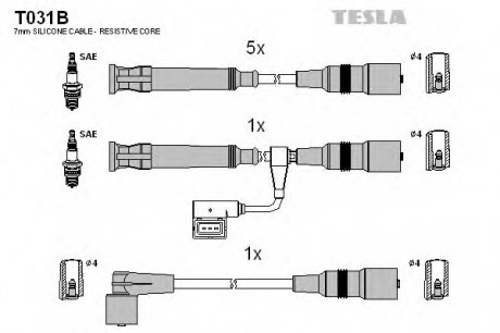 Комплект проводов зажигания TESLA T031B