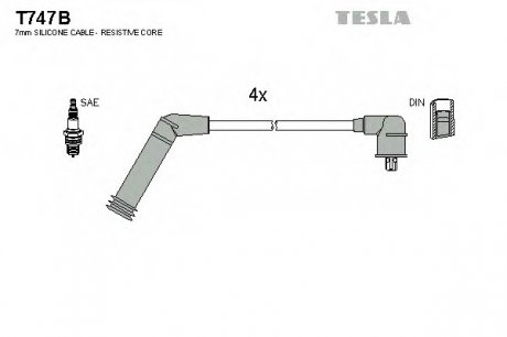 Комплект проводов зажигания TESLA T747B