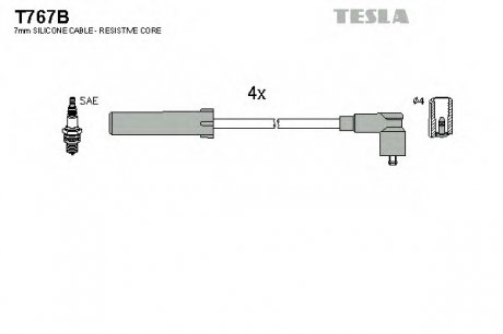 Комплект проводов зажигания TESLA T767B (фото 1)