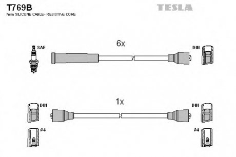 Комплект проводов зажигания TESLA T769B (фото 1)
