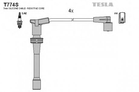 Комплект проводов зажигания TESLA T774S (фото 1)