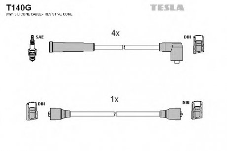 Комплект проводов зажигания TESLA T140G (фото 1)