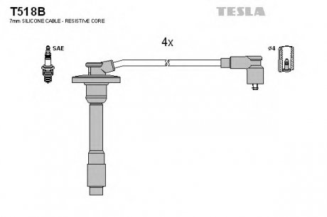 Комплект проводов зажигания TESLA T518B (фото 1)