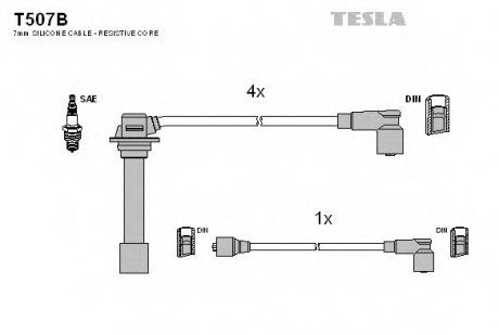 Комплект проводов зажигания TESLA T507B (фото 1)
