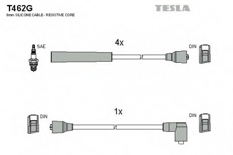 Комплект проводов зажигания TESLA T462G