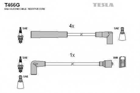 Комплект проводов зажигания TESLA T466G (фото 1)