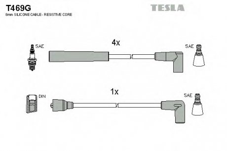 Комплект проводов зажигания TESLA T469G (фото 1)