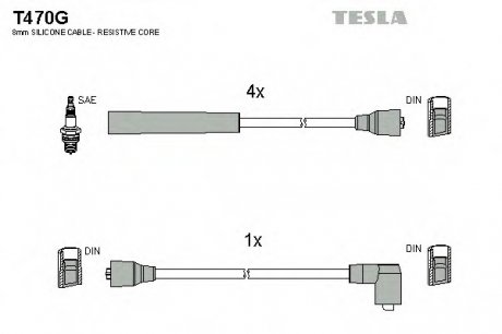 Комплект проводов зажигания TESLA T470G (фото 1)