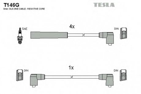Комплект проводов зажигания TESLA T146G (фото 1)