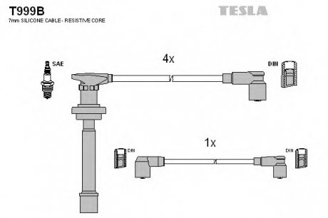 Комплект проводов зажигания TESLA T999B (фото 1)
