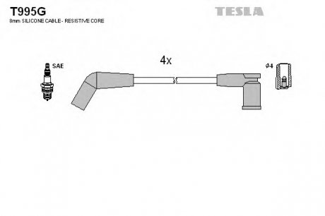 Комплект проводов зажигания TESLA T995G (фото 1)