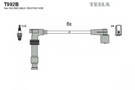 Комплект проводов зажигания TESLA T992B