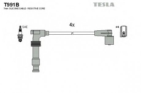 Комплект проводов зажигания TESLA T991B (фото 1)