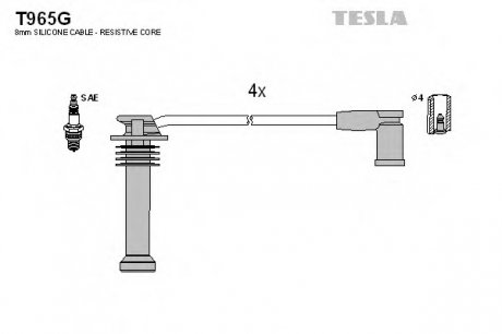 Комплект проводов зажигания TESLA T965G (фото 1)