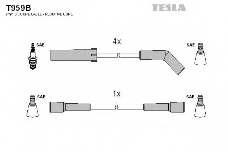 Комплект проводов зажигания TESLA T959B (фото 1)