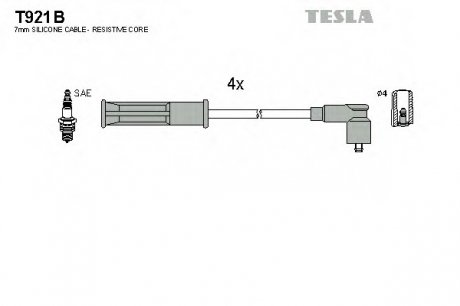 К-т проводів запалювання TESLA T921B (фото 1)