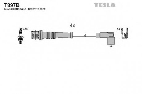 Комплект проводов зажигания TESLA T897B