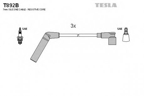 Комплект проводов зажигания TESLA T892B (фото 1)