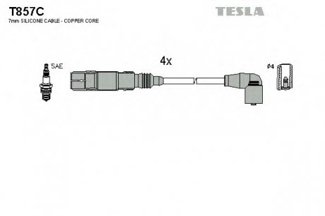 Комплект проводів запалення TESLA T857C