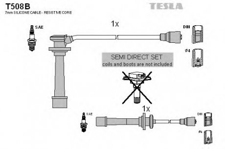 Комплект кабелiв запалювання кабель TESLA T508B
