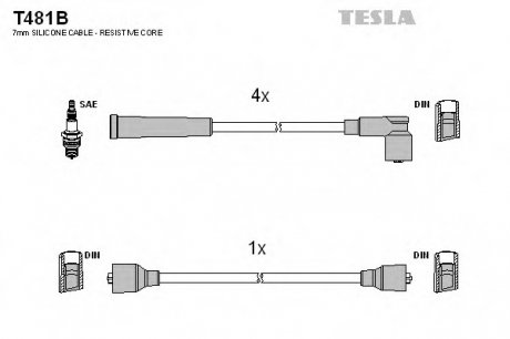 Комплект проводов зажигания TESLA T481B (фото 1)