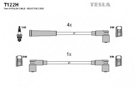 Комплект проводов зажигания TESLA T122H (фото 1)