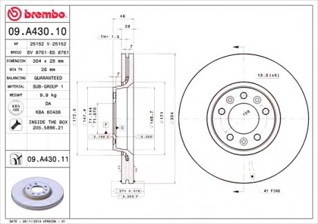 Гальмівний диск BREMBO 09.A430.10