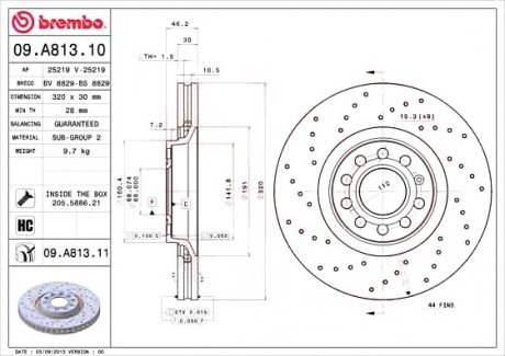 Диск тормозной BREMBO 09.A813.11 (фото 1)