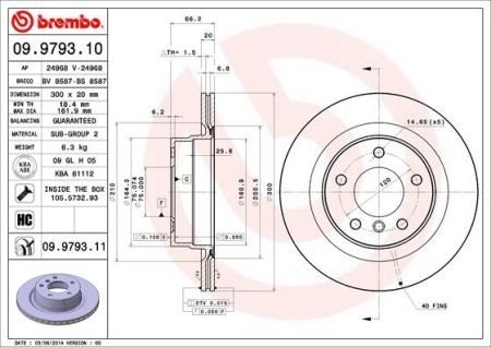 Гальмівний диск BREMBO 09.9793.11 (фото 1)