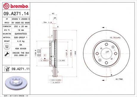 Гальмівний диск BREMBO 09.A271.14