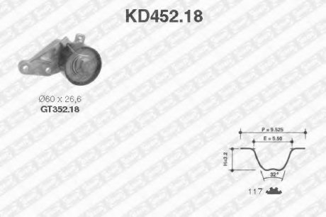 Комплект ременя ГРМ SNR NTN-SNR KD452.18